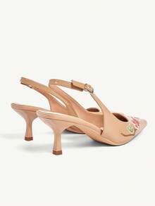 CUCCOO CHICEST Spring/Summer New Design Pointed Toe Floral Wine Glass Heel Mid-Heel Romantic New Chinese Style High Heel Pumps Dress Shoes Fall Shoes - Pearlescent nude - View 6
