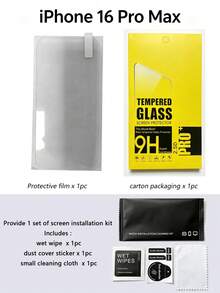 1 Buah Pelindung Layar Kaca Tempered, Tahan Gores, Transparan dan Definisi Tinggi, Kompatibel dengan Model Apple, Termasuk 16 Pro/Promax, 17 Pro/Promax, Tahan Guncangan, Tahan Pecah, Tahan Gores dan Tahan Air - Clear - View 9