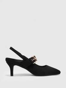 CUCCOO BIZCHIC Pointed Women's Shoes, Buckle Stiletto, Elegant Elegant Commuting Versatile Retro Fashion Solid Color Pointed Women's Shoes Fall Shoes - Black - View 2
