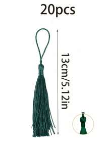 20/50/100pcs 13cm/5 Inch Silky Floss Bookmark Tassels With 2-Inch Cord Loop And Small Chinese Knot For Jewelry Making, Souvenir, Bookmarks, DIY Craft Accessory - dark green - View 12