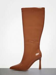 SHUZIA Women's Glamorous Sexy Pointed Toe Mid-Calf Heeled Boots - Mocha Brown - View 7