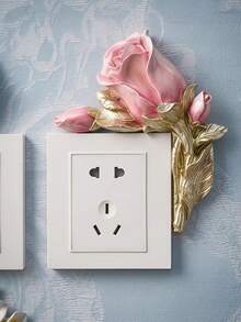 Cirelle 1Pc Resin Floral Light Switch Plate Cover, 3D Embossed Hand‑Painted Flower Socket Wall Sticker, Decorative Anti‑Dirt Switch Frame Border For Wall Outlet, Hydrangea Rose Calla Lily Ornament, Wall Decoration For Room Vanity Entryway Home Decor - multicolor - View 2