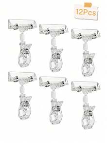 6/12pcs Transparent Sign Holders, Plastic POP Clips, Rotatable Double-Sided Clips, Suitable For Retail Baskets, Menus, Clothing Display - Multicolor - View 6
