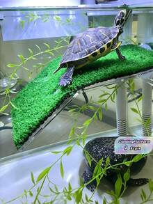 1 Set Of Turtle Rest And Back Platform, Turtle Terrace, With Simulated Grass-Turtle Ramp, Lawn Climbing Ladder, Turtle/Frog/Turtle Rest Terrace/Fish Tank Supplies, Aquarium Accessories, Turtle Supplies, Climbing Pet Supplies - Multicolor - View 1