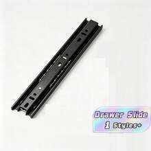 1Pc 3‑Section Soft Close Drawer Slide, Silent Ball Bearing Damping Drawer Rail, Suitable For Office Desks, Wardrobes, Computer Desk Drawers - Black - View 1
