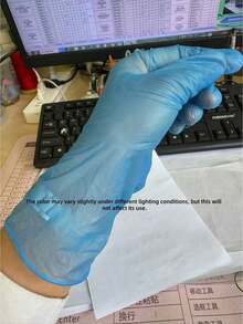 100PCS PVC Free Powder Free Puncture Proof Oil Proof NonSlip Textured Grip Blue Disposable Gloves For Dishwashing Kitchen Cleaning Household Chores Lab Work Pet Care Bathing Home Essentials - blue - View 10
