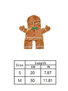 PETSIN 1PC New Christmas Gingerbread Man Standing Pet Costume, Cute Dress‑Up Outfit For Cats & Dogs - coffee color - View 4