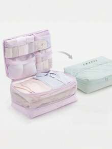 1Set Assorted Size Breathable Mesh Compression Packing Cubes Lightweight Air Vent Travel Laundry Bags Suitcase Organizer For Clothes Underwear Socks Gift For Travelers Summer Vacation Travel Essentials Must Haves - Multicolor - View 2