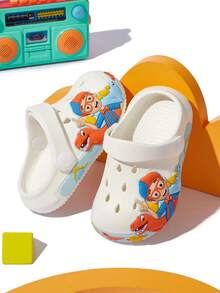 Blippi X SHEIN 女孩可愛卡通兒童拖鞋，適合嬰兒與幼兒，輕量耐用 EVA 材質，室內外皆可穿著 - 白色 - 查看 8