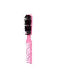 1pc Dual Use Hair Brush And Beard Brush With Comb Bristles For Men Side Part Hairstyle Natural Slicked Look Styling Tool For Hair Beard Eyebrow Shaping Must Have Grooming Kit - Pink - View 7