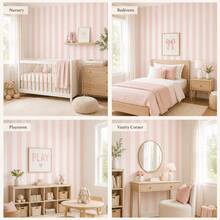 1 Roll Watercolor Stripe Peel & Stick Wallpaper, Removable PVC Wall Decor For Kids Bedroom, Nursery & Playroom, 3 Patterns, 3 Sizes - Multicolor - View 17