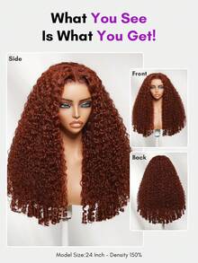 ALL READY WIG 紅棕色捲髮假髮，指捲髮尾，Bye-Bye Slip™ 7*5 蕾絲封口，免膠水、即戴即美、自然蓬鬆、預剪預漂預拔，適合所有頭圍，100% 真人髮，可染髮，透明蕾絲，抽繩設計，新手友善 - S33 - 查看 5