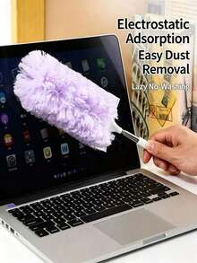1pc Multifunctional 360 Double-Sided Static Dusting Feather Duster, Retractable Cleaning Tool - Pink - View 7