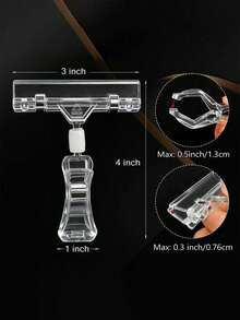 6/12pcs Transparent Sign Holders, Plastic POP Clips, Rotatable Double-Sided Clips, Suitable For Retail Baskets, Menus, Clothing Display - Multicolor - View 2
