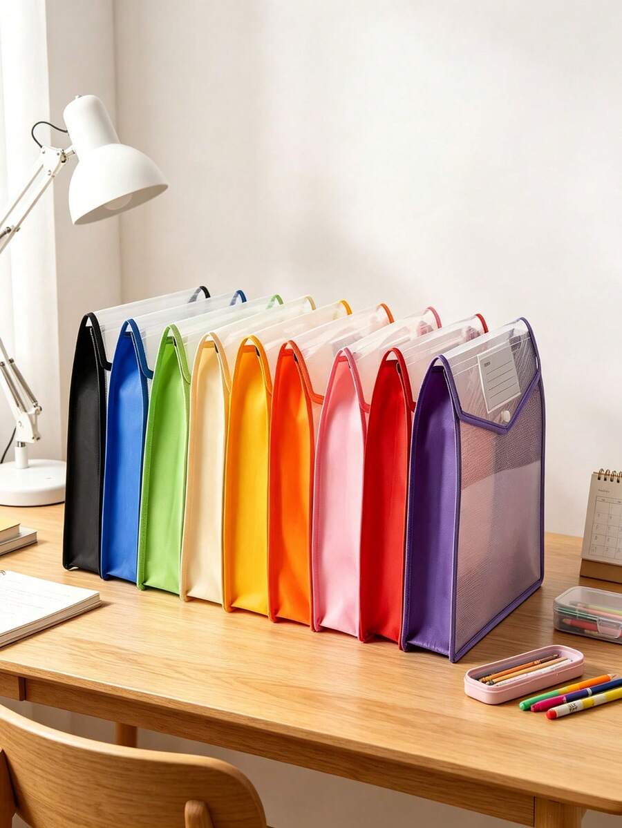 1 cái/2 cái/4 cái túi đựng hồ sơ A4 sọc chéo màu, túi đựng giấy tờ, túi đựng hồ sơ trong suốt 3D, túi đựng bìa hồ sơ, túi lưu trữ sản phẩm, túi đựng hồ sơ đứng, túi đựng hồ sơ văn phòng dạng phong bì, văn phòng phẩm, hợp đồng, quay lại trường học, đồ dùng học tập - Nhiều màu - Xem 1