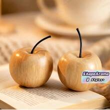2/4-Piece Apple Shape Aroma Diffuser - Natural Wood Grain Apple Aromatherapy Diffuser For Home, Car And Hotel Decor. Wood Apple Air Freshener For Christmas And Halloween Decor. - diffuser - View 2
