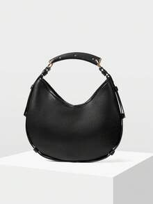 MOTF WOMEN'S FASHION BLACK HANDBAG, EXQUISITE STYLING PORTABLE, MINIMALIST AND VERSATILE SOFT CRESCENT BAG, FOR DAILY, COMMUTING, SHOPPING - Black - View 4