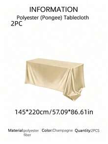 SHEIN 1件/2件裝緞面長方形桌布，白色/米色/香檳色/粉色，光滑聚酯纖維布料，適用婚禮裝飾、生日派對裝飾、週年紀念、新娘婚前派對、婚宴派對活動 - 彩色 - 查看 25