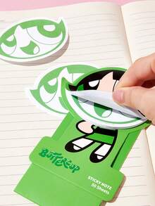 THE POWERPUFF GIRLS X SHEIN 50 Lembar Kertas Tempel Perekat Ganda 80g untuk Catatan, Jurnal, Pengingat, dan Dekorasi - Buttercup - View 2