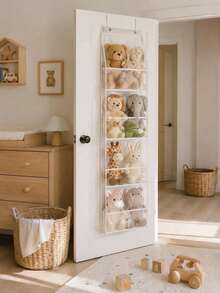 4-Layer Plush Doll Storage Hanging Bag, Transparent Pocket Display Bag Behind The Door, PVC Front Piece, Nursery Wall Hanging Decoration - Multicolor - View 4