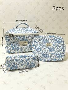 1 Piece Bow Large Capacity Portable Cosmetic Bag Simple Style Multifunctional Cosmetic Bag Cosmetic Storage Bag Travel Cosmetic Bag Beauty Makeup Tools Storage Bag Cosmetic Bag Women's Gift Travel Essentials - Blue - View 20