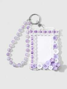 ROMWE Anime 1 Unique And Sweet High-End Multi-Color Fine-Glitter Beaded Guitar Love Note Lace Star Button DIY Keychain Bag Pendant, Suitable For Girls To Wear - Multicolor - View 15