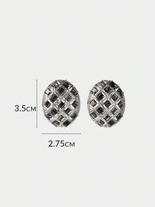 Noxbound Silver Shiny Grey Diamond Temperament Vintage Earrings - Silver - View 7