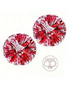 Bright And Shiny Cheerleading Pom‑Poms, Suitable For Cheerleading, Sports Meets, Parades, Cheering Events, Rallies And Party Performances. Equipped With Fixed Ring Buckles, They Are Supplies For Cheerleading Dance Competitions And Parties. - multicolor - View 4
