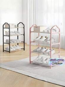 1PC Heavy Duty Metal Frame Nonwoven Shelves Easy Assembly Space Saving Sturdy Durable Black Freestanding Organizer For Closet Entryway Hallway Bedroom Living Room Home Storage Shelving Unit - Multicolor - View 1