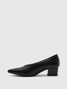 CUCCOO BIZCHIC Pointed Thick-Heeled Women's Shoes, Retro Elegant Shallow Pointed High Heels, Suitable For Business Commuting - Black - View 5