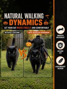 1pc Halloween Funny Pet Costume, Headless Horseman Rider Design With Pumpkin Lantern, Creative Dog Cat Dress Up Outfit For Party, Cosplay & Photo Props - Multicolor - View 6