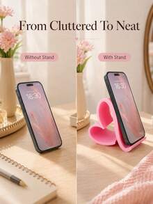 Heart-Shaped Mobile Phone Tablet Holder Universal Multi-Color Elegant Desktop Storage Rack, Suitable For Home Office Party Decoration, Ideal Desktop Ornament, Suitable For Digital Enthusiasts, School Season - heart shape - View 4