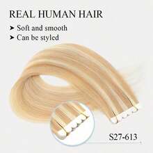 16Inch 40G Mini Six-LobeTape-In Hair Extensions,Tape In Hair Extensions 10pcs/Pack,Real Human Hair,Invisible Skin Weft,Natural Blend Comfortable Wear Less Visible,Instant Volume & Length,Natural Look,Easy Application,Women,Halloween Cosplay - Multicolor - View 24