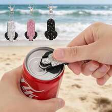 Sparkling Rhinestone Plastic Soda Can Opener With Dust-Proof Sealing Function, Portable Multi-Function Bottle Cap Opener Tool, Keychain Pendant Design, Suitable For Daily Use, Family Gatherings, Picnics, Outdoor Activities And Office Use, - Multicolor - View 3