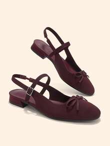 CUCCOO BASICS Women's Shoes Spring, Summer And Autumn Simple Classic Woven Surface Material Round Toe Flat Sole Shoes Are Suitable For Commuting, Dating, Parties A - Burgundy - View 2