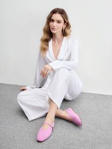 CUCCOO BIZCHIC 女款時尚通勤百搭簡約休閒腳踝綁帶瑪麗珍平底鞋 - 粉色 - 查看 6