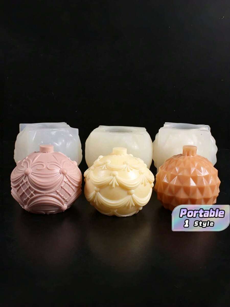3件組球形蠟燭台矽膠模具，DIY蠟燭製作模具，聖誕桌面裝飾，家居裝飾手工模具 - 領域 - 查看 1