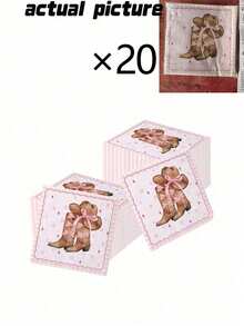 40/20pcs Western Cowboy Bow Theme Napkins - Disposable Napkins With Western Cowboy Pink Bow Pattern, Holiday Party Table Decoration, Home Dining Convenient Paper Napkins, Suitable For Wedding Party, Graduation Party, Birthday Party, Theme Party - One Size Fits All - View 9