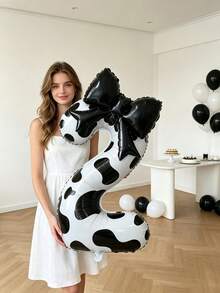 Ins‑Style Foil Balloons, Ideal For Baby‑First‑Birthday Parties, Birthday Celebrations, Theme Gatherings And Many Other Occasions. Easily Create Sophisticated Party Backdrops With Fantastic Photo‑Ready Vibes. - Cow numbers - View 2