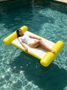 Inflatable Float Bed Double Tube PVC Lounge Mat, Pool Beach Lake Lounger For Relaxation Sunbathing, Summer Water Party Outdoor Fun, Portable Roll Up Easy Inflate, Pump Not Included - Double-tube Solid Color Floating Bed - View 7