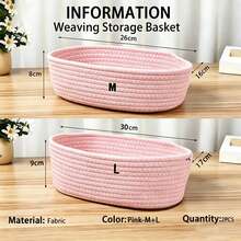 Oval Storage Basket, Solid Color, Simple Style, Living Room Desktop Snack, Fruit, Toy Storage Basket, Foyer, Bathroom Storage Box, Home Decor Basket, Holiday Gift Basket - Pink - View 35