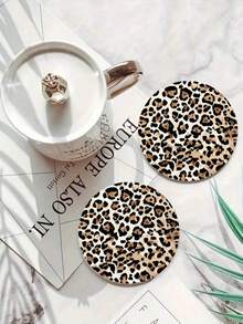 Set Tatakan Gelas Keramik Motif Leopard, Tatakan Minuman Anti Selip yang Menyerap Cairan untuk Cangkir, Alas Meja Tahan Panas untuk Mug Kopi, Dekorasi Dapur Minimalis Gaya Skandinavia - MultiWarna - View 4