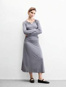 CUCCOO BIZCHIC 女款方頭刺繡縫線黑色瑪麗珍平底鞋 極簡優雅舒適 老錢風 - 黑色 - 查看 6