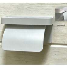 1 Set Wall Mounted Toilet Paper Holder - Self-Adhesive, Large Roll Size, Gray/Black With Shelf, Suitable For Bathroom, Suitable For Various Bathroom Styles - Simple Atmosphere No-Punch Restroom Wall Mounted Tissue Holder Bathroom Decor Fall Decor - 1set - View 15
