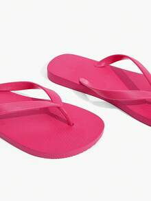 Grefit Spring And Summer New Round Toe Flat Bottom Leisure Vacation Simple Red Flat Sandals Slippers Women's Flip-Flops - Red - View 9