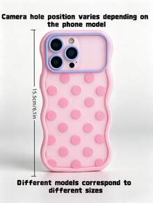 1PC Pink Wavy Macaron Polka Dot Phone Case Compatible With IPhone 18/18 Pro/18 Pro Max Frosted Semi Transparent Matte Finish Shockproof Cover For Women Girls - Multicolor - View 5