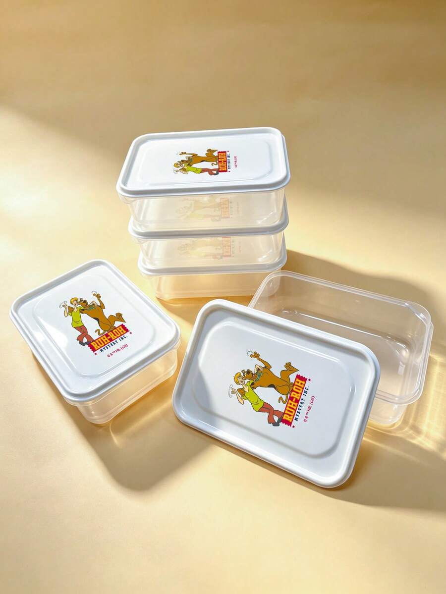 SCOOBY-DOO X SHEIN Scooby‑Doo Food Storage Containers 3 Packs 1000ML, Leak‑Proof Reusable Stackable Rectangular Storage Boxes With Printed Lid, For Meal Prep, Leftovers, Refrigerator & Pantry Organization - Multicolor - View 1