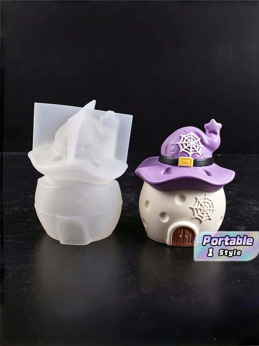 1Pc Wizard Hat Silicone Candle Mold, DIY Candle Making Mould, Halloween Christmas Desktop Ornament, Craft Mold For Home Decor. - hat - View 1