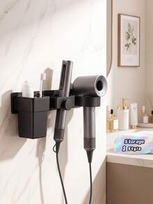 Hair Dryer Stand, Wall-Mounted Non-Drilling Bathroom Hair Dryer Storage Rack, Straightener Electric Clamp Iron Storage Rack, Hair Curler Storage Rack For Barber Shops In Bathrooms, Hair Dryer Ironing Board Stand, Bathroom Accessories - Multicolor - View 2