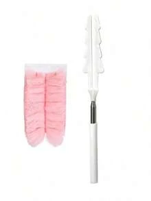 1pc Multifunctional 360 Double-Sided Static Dusting Feather Duster, Retractable Cleaning Tool - Pink - View 21